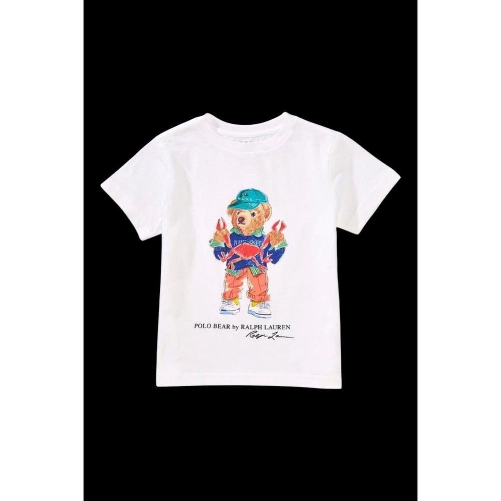 Polo Ralph Lauren Bear Crab White Cotton Resort Pinterest T-Shirt sz L